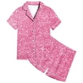 thumbnail image 1 of REDARER Girls Glitter Print Pajama Set Short Sleeve Button Down Soft Sleepwear Comfortable Nightwear for Kids Homewear,2-3 Years, 1 of 5