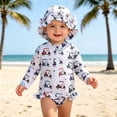thumbnail image 1 of REDARER Girls Golf Cart Rash Guard Set, Long Sleeve One Piece with Matching Sun Hat,18-24 Months, 1 of 4