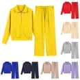 thumbnail image 1 of REDARER Girls Half Zip Collar Sweatshirt with Front Pocket High Waist Wide Leg Pants Soft 2Pc Athletic Casual Tracksuit,5-6 Years, 1 of 4