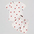 thumbnail image 1 of REDARER Girls Heart Print 2-Piece Pajama Set Short Sleeve Crew Neck Soft Sleepwear & Loungewear,5-6 Years, 1 of 3