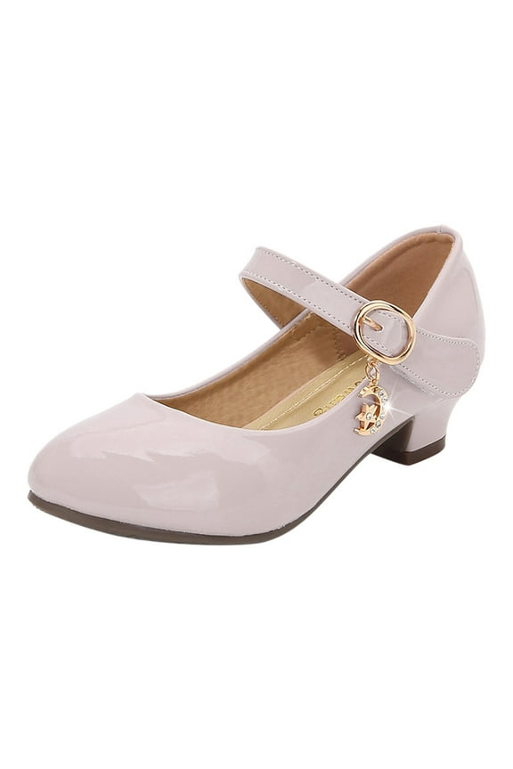 Girls High Heeled Shoes Princess Shoes Primary School Students Single Shoes Leather Shoes Dress Shoes,5.5-6 Years