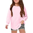 thumbnail image 1 of REDARER Girls' Hollow Out Long Sleeve Casual Blouse - Loose Fit Round Neck Comfortable Breathable Spring Summer Daily Wear Basic Tee Top,6-8 Years, 1 of 7