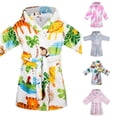 thumbnail image 1 of REDARER Girls Hooded Plush Bathrobe Long Sleeve Self Tie Belt Galaxy Star Moon Print Soft Warm Flannel Sleep Loungewear,4-5 Years, 1 of 4