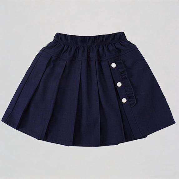 REDARER Girls Khaki Pleated Skirt with Ruffle Trim & Button Detail Casual School Uniform Everyday Wear Skirt for Kids,15-16 Years