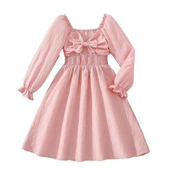 REDARER Girls Kids Elegant French Style Long Sleeve Girls Dress with Square Neckline and Flared Skirt for Autumn Season,Kids Clothing,Size:11-12 Years