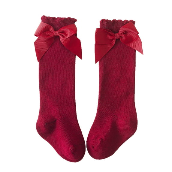 REDARER Girls' Knee-High Socks - Princess Bow Design, Mid-Calf Stockings for Toddlers & Kids