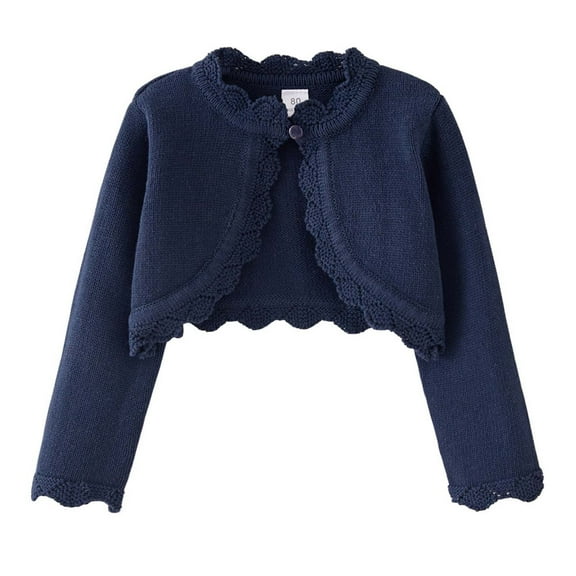 REDARER Girls Knit Cardigan Open Front Sweater Soft Comfortable Casual Top For Toddler Kids Everyday Wear Seasonal Outfit,Color:1 Blue,Size:3-4 Years