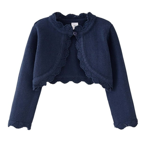 REDARER Girls Knit Cardigan Open Front Sweater Soft Comfortable Casual Top For Toddler Kids Everyday Wear Seasonal Outfit,Color:1 Blue,Size:6-7 Years