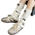 thumbnail image 1 of REDARER Girls' Knit Leg Warmers - Cozy Knee-High Socks with Bow, Stretchy Ballet-Style Leggings for Winter, 1 of 5
