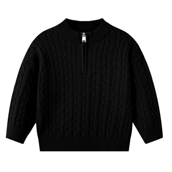 REDARER Girls Knit Sweater Lined Warm Zip Up Pullover Soft Comfortable Winter High Neck Top for Kids,Kids Clothing,Size:3-4 Years