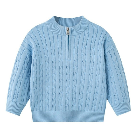 REDARER Girls Knit Sweater Lined Warm Zip Up Pullover Soft Comfortable Winter High Neck Top for Kids,Kids Clothing,Size:3-4 Years
