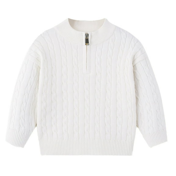 REDARER Girls Knit Sweater Lined Warm Zip Up Pullover Soft Comfortable Winter High Neck Top for Kids,Kids Clothing,Size:3-4 Years
