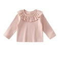 thumbnail image 1 of REDARER Girls Lace Collar Top Soft Cotton Blouse Spring Fall Innerwear or Outerwear Fresh Style Basic Tee for Baby Toddler,Color:Pink,Size:2-3 Years, 1 of 3
