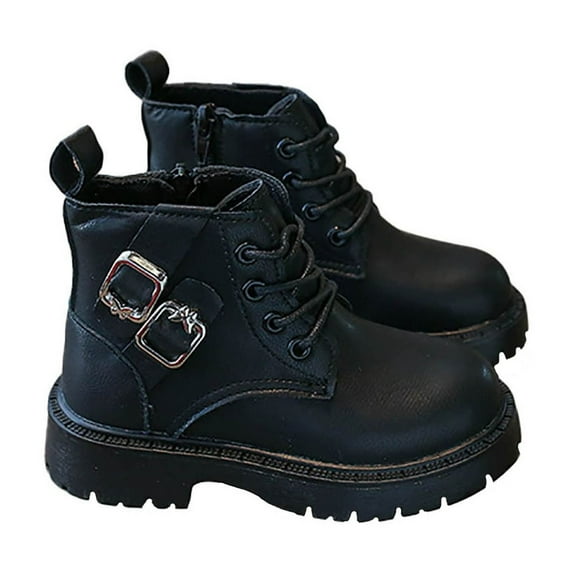 REDARER Girls Leather Boots Comfortable Thick Sole Dance Shoes for Kids Soft Warm Lined Performance Shoes for Outdoor Wear,Size:5-5.5 Years