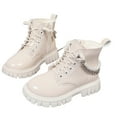 thumbnail image 1 of REDARER Girls Leather Boots with Glitter Pearl Chain British Style Soft Sole Ankle Boots for Fall Winter Big Kids Comfortable,Size:4.5-5 Years, 1 of 9