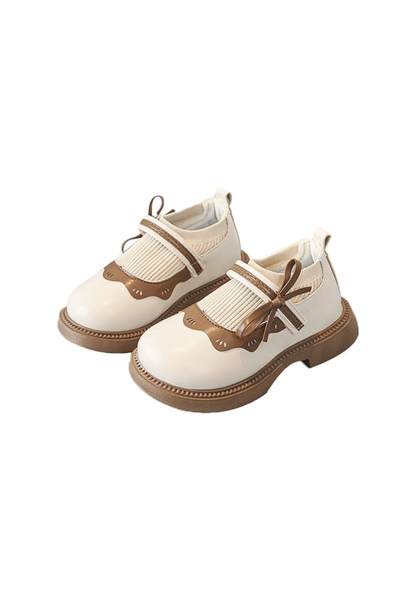 Girls' Leather Shoes Mary Jane Shoes Lace Sock Boots Children's Black Soft Soled Leather Shoes,Size 2-2.5 Years