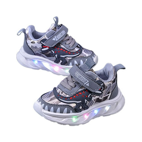 REDARER Girls Light Up Sneakers for Toddlers, Breathable Non- Walking Shoes with LED, Comfortable Casual Play Shoes for Outdoor,Color:Grey,Size:2-2.5 Years