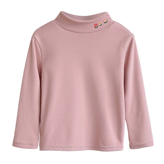 REDARER Girls Lightweight Thermal Top Half Turtleneck Long Sleeve Shirt Soft Breathable Base Layer For Fall Winter Comfort,Color:Hot Pink,Size:3-4 Years