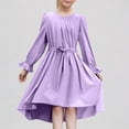 thumbnail image 1 of REDARER Girls' Long Sleeve Dress with Tie Belt & Hi-Low Hem Stylish Flowy Semi-Formal Party Dress,10-11 Years, 1 of 6