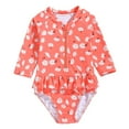 thumbnail image 1 of REDARER Girls Long Sleeve Floral Printing Beach Bathing Baby Suit Girls Swimwear Swimsuit,Girls Swimsuit,3-4 Years, 1 of 4