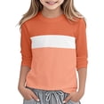 thumbnail image 1 of REDARER Girls Long Sleeve Round Neck Color Block Tee Soft Comfortable Casual Top for Toddler Kids Stylish Everyday Wear,Kids Clothing,Size:9-10 Years, 1 of 5