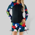 thumbnail image 1 of REDARER Girls Long Sleeve Swimwear Two Piece Set Floral Print Round Neck Bathing Suit for Beach Pool Summer Swimming Outfit,Girls Swimsuit,13-14 Years, 1 of 4
