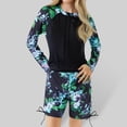 thumbnail image 1 of REDARER Girls Long Sleeve Swimwear Two Piece Set Floral Print Round Neck Bathing Suit for Beach Pool Summer Swimming Outfit,Girls Swimsuit,14-15 Years, 1 of 4