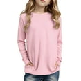 thumbnail image 1 of REDARER Girls Long Sleeve Top, Solid Color Round Neck Shirt with Side Pocket, Soft Casual Play and School Wear,Size:13-14 Years, 1 of 5