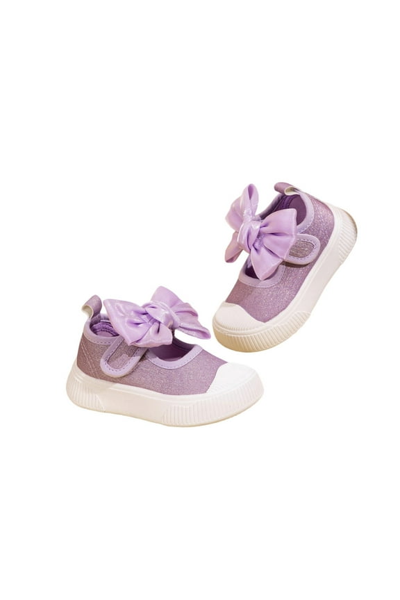 Girls Mary Jane Shoes Bow Decor Non- Lightweight - Hook Loop Casual Walking Shoes for Spring Summer,Size:2-2.5 Years