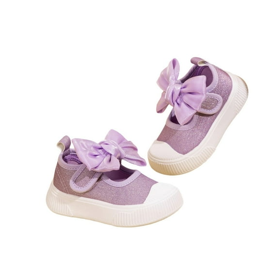 REDARER Girls Mary Jane Shoes Bow Decor Non- Lightweight - Hook Loop Casual Walking Shoes for Spring Summer,Size:3-3.5 Years