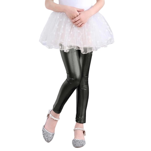 REDARER Girls Metallic Stretchy Leggings Comfortable Elastic Waist Casual Pants for Spring & Summer Outfits,8-9 Years