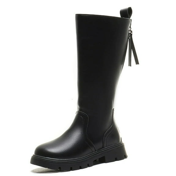 REDARER Girls Mid Calf Boots, Winter Boots with Back Zipper, Warm Non- Sole for Outdoor Play,Size:6.5-7 Years