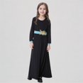 thumbnail image 1 of REDARER Girls Abaya Dress with Contrast Trim & Embellished Belt Black Long Robe Arabic Style Casual Dress for Kids,13-15 Years, 1 of 9
