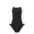 thumbnail image 1 of REDARER Girls One Piece Swimsuit Color Block Ruched Tummy Control Bathing Suit for Big Kid Beach Pool Party,11-12Y, 1 of 4