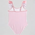 thumbnail image 1 of REDARER Girls One-Piece Swimsuit: Striped, Ruffled Shoulder Straps, Adjustable Design – Cute Summer Beach Bathing Swimwear,4-5 Years, 1 of 8
