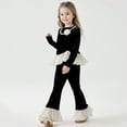 thumbnail image 1 of REDARER Girls Outfits Set Long Sleeve Top with Ruffle Hem and Flared Pants Two Piece,6-7 Years, 1 of 3