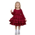 thumbnail image 1 of REDARER Girls Party Dress, Tiered Layered Gown with Ruffle Hem for Autumn Celebrations, Elegant Flowy Princess Dress,Size:3-4 Years, 1 of 8