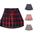 thumbnail image 1 of REDARER Girls Plaid Pleated Skirt Wide High Waist Even Box Press Pleats Flared A Line Mini Hem Wear Resistant Casual Back to School Daily Kids Uniform Skirt ,7-8 Years, 1 of 4
