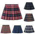 thumbnail image 1 of REDARER Girls Plaid Woven Pleated Skirt Side Elastic High Waist Even Box Press Pleats Flared Mini Swing Hem Wear Resistant Casual Back to School Daily Uniform Skirt,6-7 Years, 1 of 5