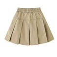 thumbnail image 1 of REDARER Girls Pleated Skirt Elastic Waist A-Line Mini Skirt School Uniform Casual Outfits for Fall,Color:Khaki,Size:5-6 Years, 1 of 3