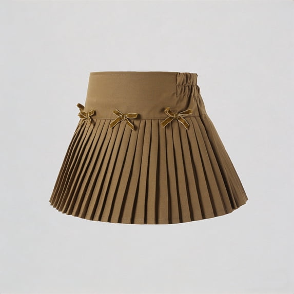 REDARER Girls Pleated Skort, Bow Detail High-Waist Tennis Skirt with Built-In Shorts for School & Casual,11-12 Years