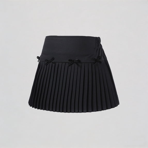 REDARER Girls Pleated Skort, Bow Detail High-Waist Tennis Skirt with Built-In Shorts for School & Casual,18-24 Months