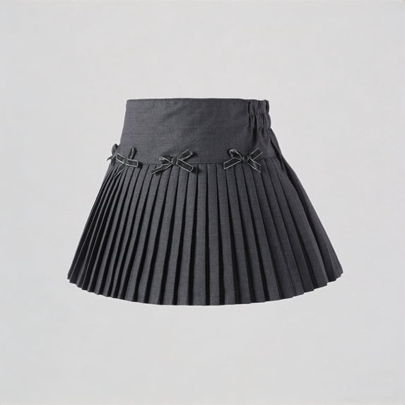 REDARER Girls Pleated Skort, Bow Detail High-Waist Tennis Skirt with Built-In Shorts for School & Casual,8-10 Years