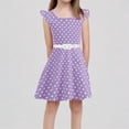 thumbnail image 1 of REDARER Girls' Polka Dot Flutter Sleeve Dress with Belt Retro Party Outfit,7-8 Years, 1 of 9