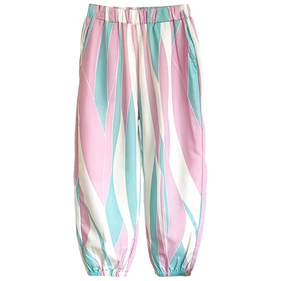 REDARER Girls Printed Balloon Pants, Elastic Waist & Casual Summer Trousers for Daily Wear,4-5 Years