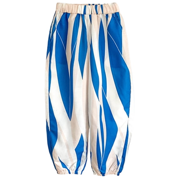 REDARER Girls Printed Balloon Pants, Elastic Waist & Casual Summer Trousers for Daily Wear,4-5 Years