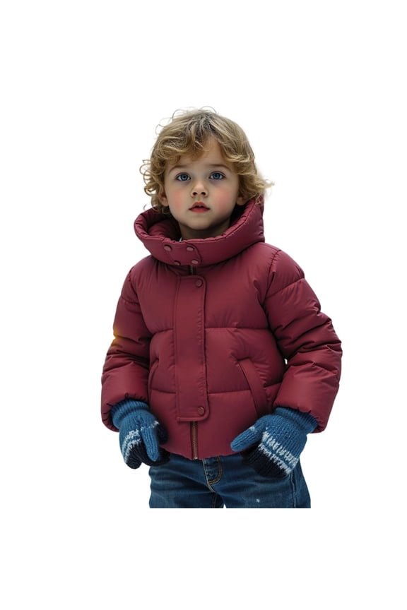 Girls Puffer Coat, Winter Warm Thickened Down Alternative Jacket for Kids, Imitation Feather Outerwear,Size:5-6 Years