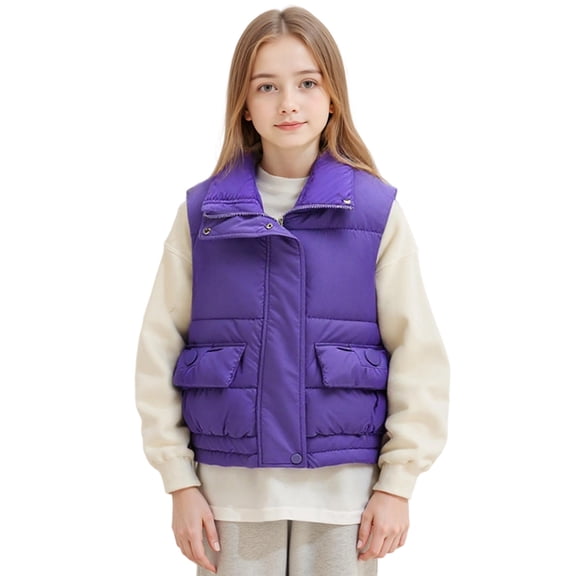 REDARER Girls Quilted Puffer Vest, Warm Padded Sleeveless Jacket for Kids and Teens, Versatile Layering Piece,Size:11-12 Years