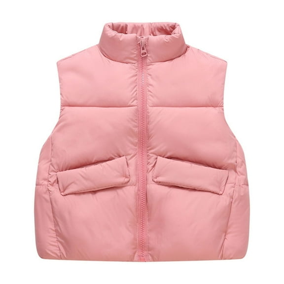 REDARER Girls Quilted Vest, Solid Color Down Alternative Padded Sleeveless Jacket, Warm Winter Outerwear for Kids,Size:3-4 Years
