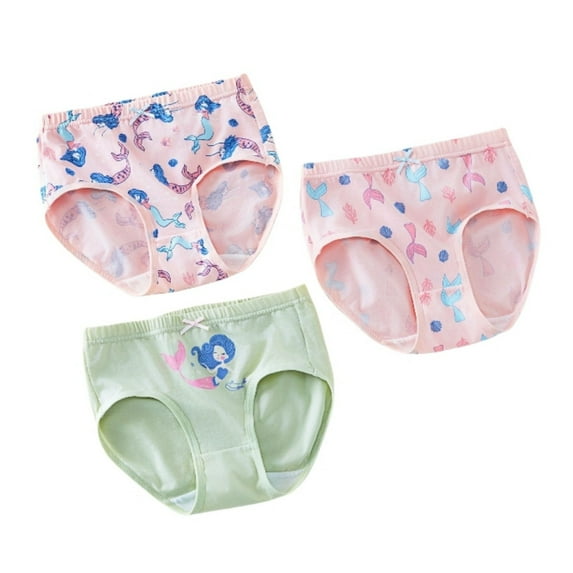 REDARER Girls' Rainbow Underwear 3-Pack - Soft Cotton Cartoon Shorts for Toddler & Kids,Color:Z5 Light Green,Size:2-3 Years